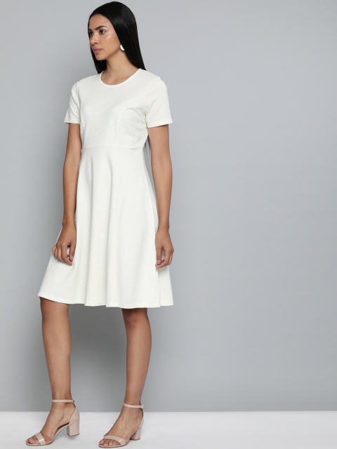 

Chemistry Women Off-White Self Design A-Line Dress