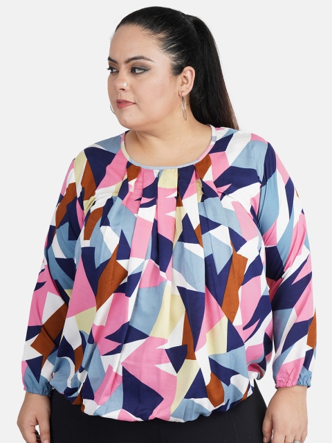 

Indietoga Women Multicoloured Printed Blouson Plus Size Top, Multi