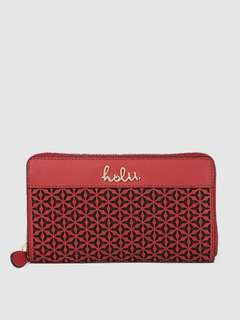 

Holii Women Red Textured Leather Zip Around Wallet