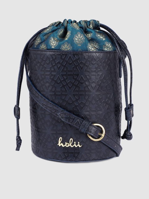 

Holii Navy Blue Textured Leather Potli Bag