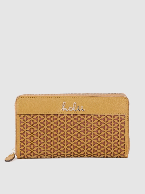 

Holii Women Yellow Textured Leather Zip Around Wallet