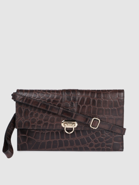 

Holii Women Brown Textured Leather Purse Clutch