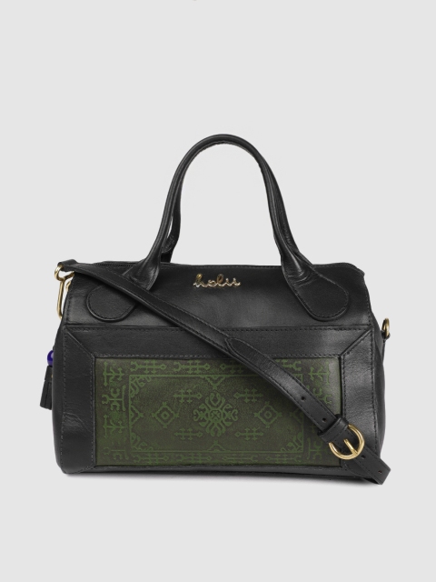 

Holii Green & Black Colourblocked Leather Handheld Bag