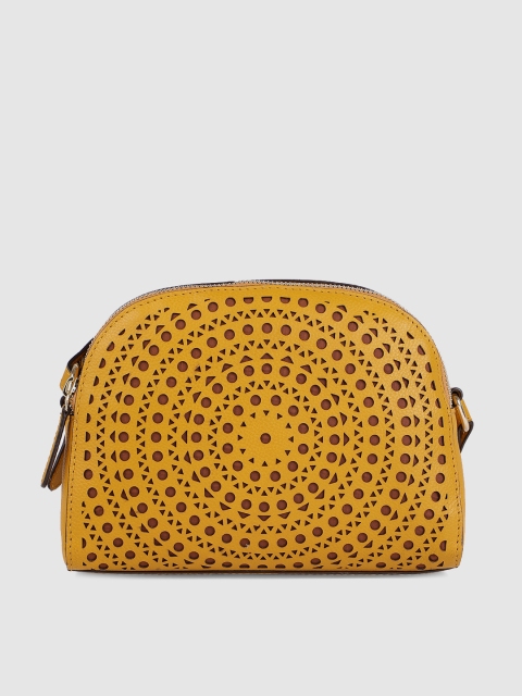 

Holii Yellow Textured Ethnic Motifs Sling Bag