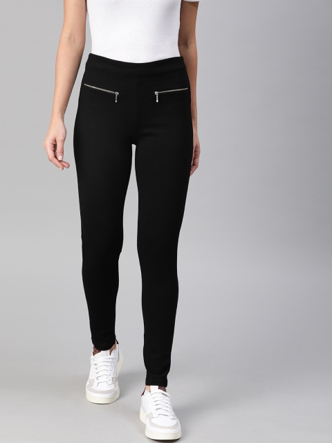 

Chemistry Women Black Solid Regular Fit Treggings