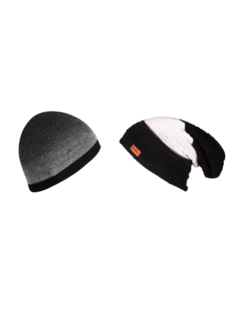 

Knotyy Men Pack of 2 Beanie, Black