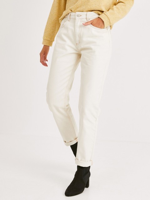

promod Women Off-White Regular Fit Mid-Rise Clean Look Jeans