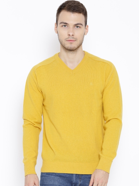 

United Colors of Benetton Yellow Lamb's Wool Solid Sweater