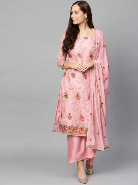 

Ishin Pink Embroidered Unstitched Dress Material
