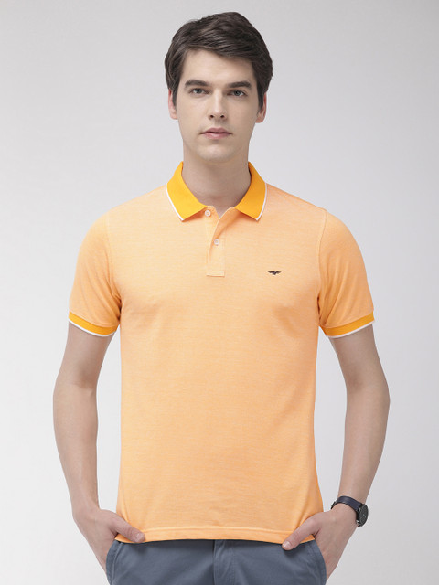 

Park Avenue Men Yellow Solid Polo Collar T-shirt
