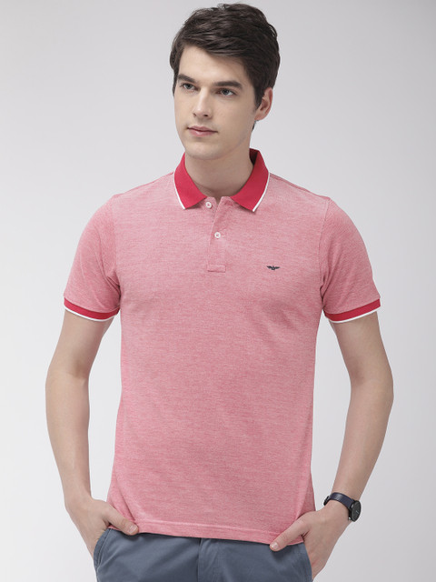 

Park Avenue Men Red Solid Polo Collar T-shirt