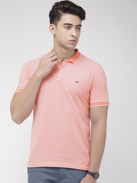 

Park Avenue Men Peach-Coloured Solid Polo T-shirt