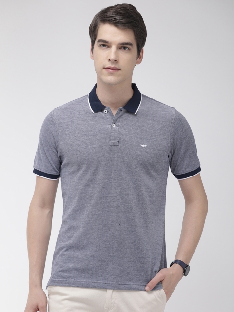 

Park Avenue Men Blue Solid Polo Collar T-shirt