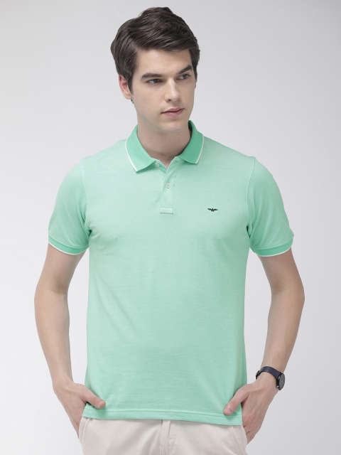 

Park Avenue Men Mint Green Solid Polo Collar T-shirt