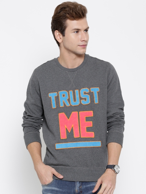 

United Colors of Benetton Grey Melange Applique Detail Sweatshirt