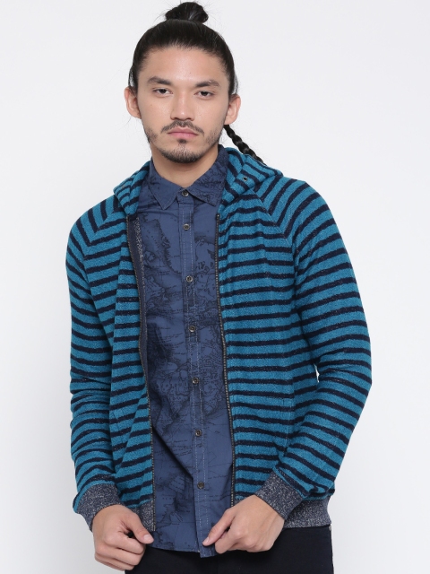 

United Colors of Benetton Blue Striped Hooded Sweatshirt