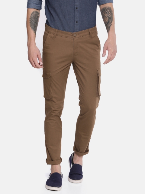 

John Players Men Brown Slim Fit Solid Chinos
