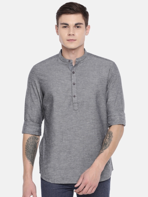 

John Players Men Grey Trim Fit Solid Casual Shirt