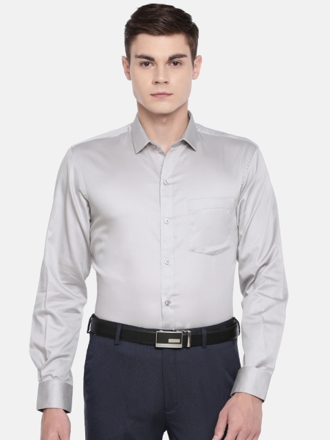 

John Players Men Grey Slim Fit Solid Formal Shirt