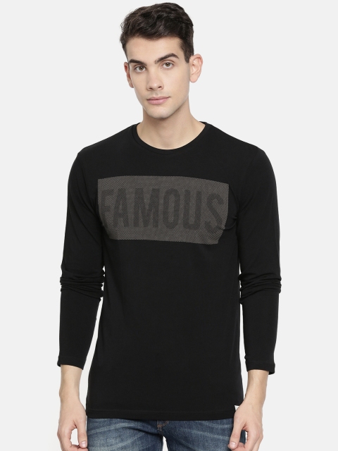 

John Players Men Black Printed Slim Fit Round Neck T-shirt