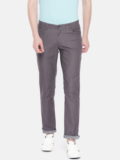 

John Players Men Charcoal Grey Slim Fit Solid Trousers