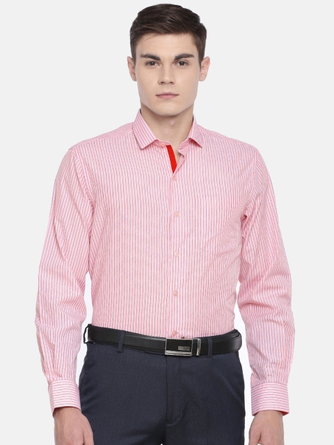 

John Players Men Pink Slim Fit Striped Enriched cotton Formal Shirt