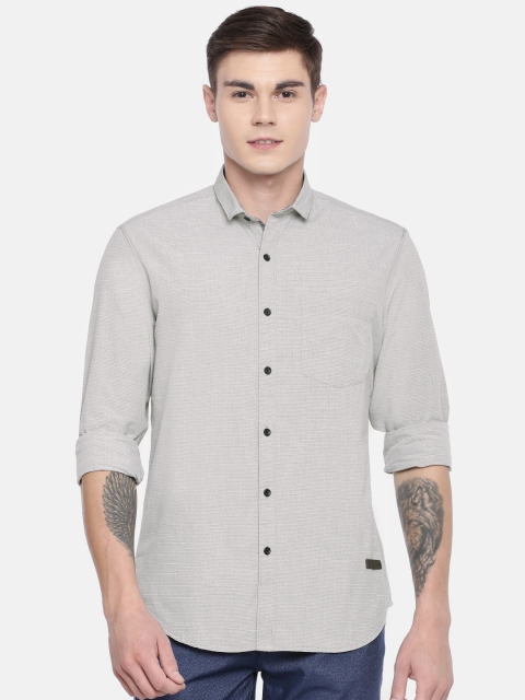 

John Players Men Grey Trim Fit Solid Casual Shirt