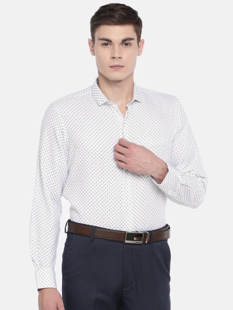 

John Players Men White & Black Slim Fit Printed Formal Shirt