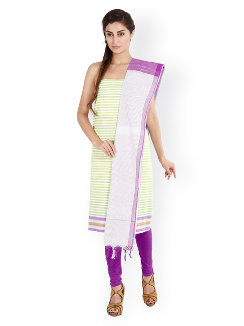 

Platinum White & Purple Cotton Striped Unstitched Dress Material