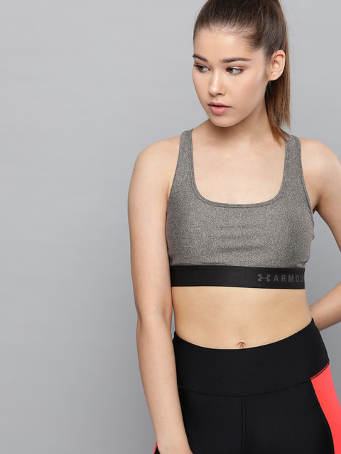 

UNDER ARMOUR Charcoal Grey Mid Crossback Heather Sports Bra 1310459-020