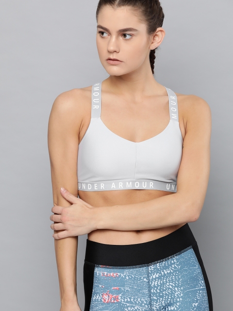 

UNDER ARMOUR Grey Worldmark Strappy Sportlette Bra 1325613-014