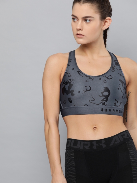 

UNDER ARMOUR Navy Blue & Black Mid Keyhole Printed Sports Bra 1307197-045