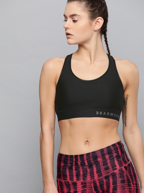 

UNDER ARMOUR Black Solid Mid Keyhole Sports Bra 1307196-001