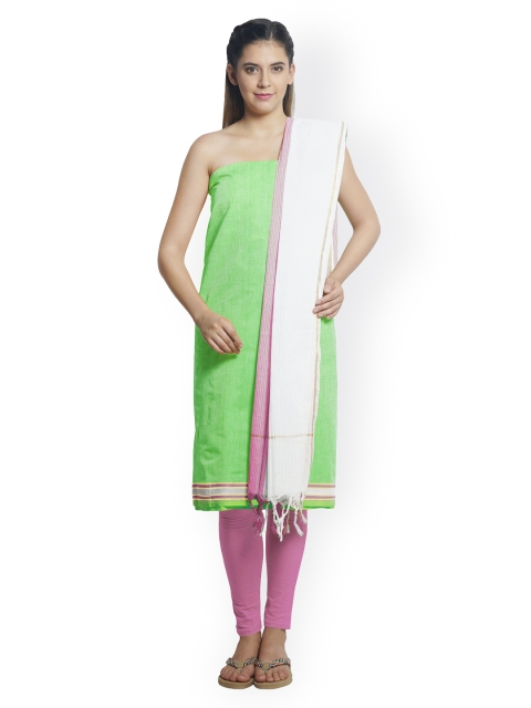 

Platinum Women Green & Pink Cotton Unstitched Dress Material