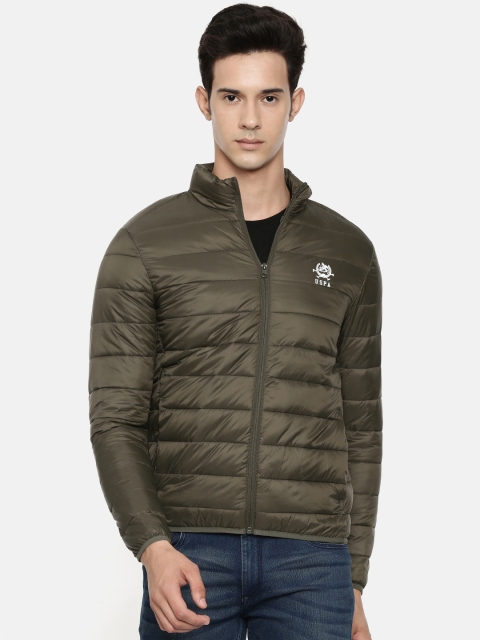 

U.S. Polo Assn. Men Olive Green Solid Puffer Jacket