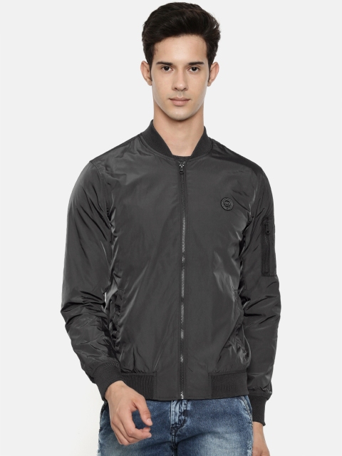 

U.S. Polo Assn. Men Charcoal Grey Solid Bomber Jacket