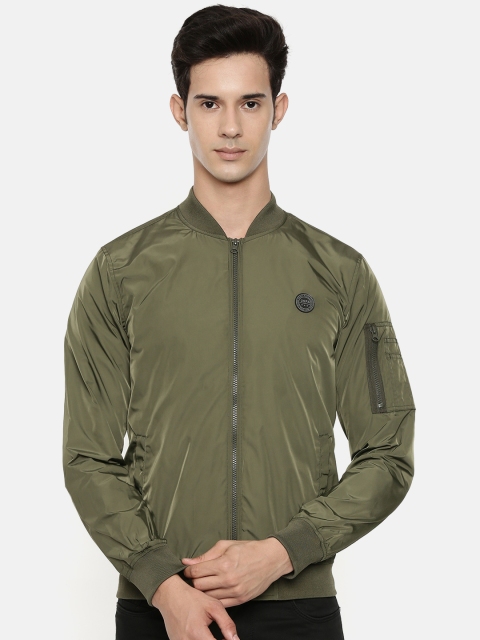 

U.S. Polo Assn. Men Olive Green Solid Bomber Jacket