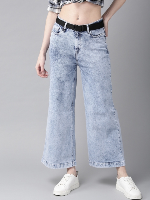 

Roadster Women Blue Wide Leg Fit Mid-Rise Clean Look Stretchable Jeans