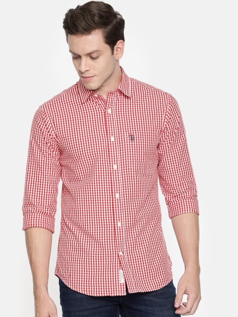 

U.S. Polo Assn. Men Red & White Tailored Fit Checked Casual Shirt