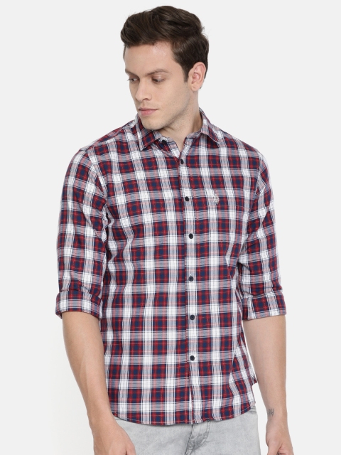 

U.S. Polo Assn. Men Red & White Checked Tailored Fit Casual Shirt