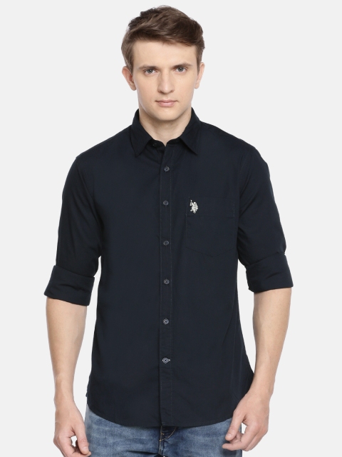 

U.S. Polo Assn. Men Navy Blue Tailored Fit Solid Casual Shirt