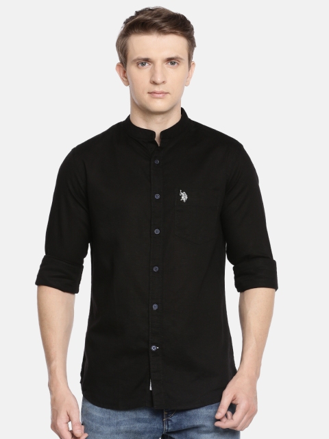 

U.S. Polo Assn. Men Black Tailored Fit Solid Casual Shirt