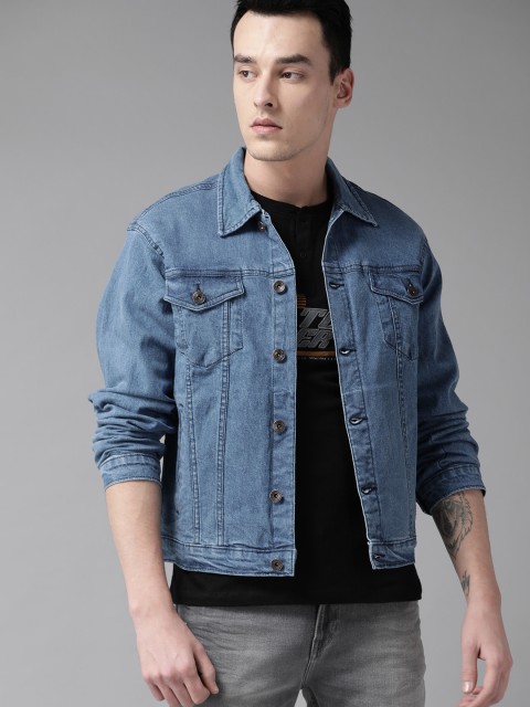 

Roadster Men Blue Washed Denim Jacket