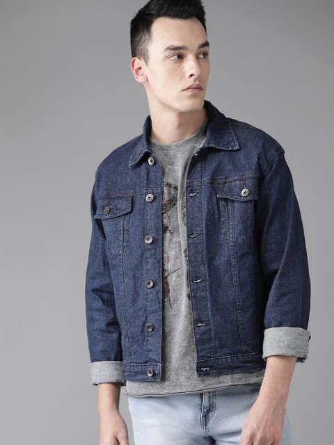 

Roadster Men Navy Blue Washed Denim Jacket