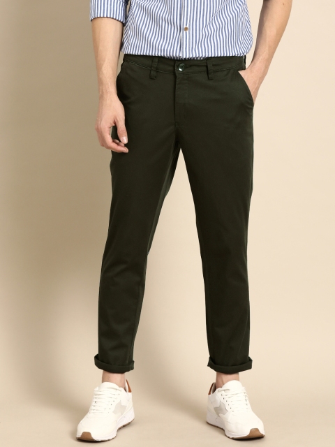 

ether Men Olive Green Slim Fit Solid Chinos