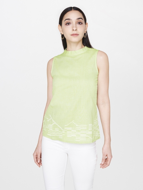 

AND Women Green Printed Top