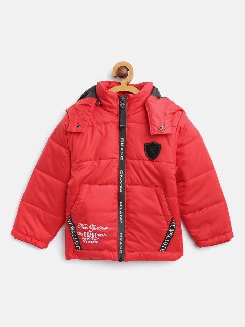 

Okane Boys Red Solid Hooded Padded Jacket