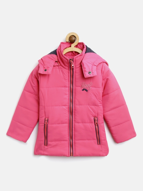 

Okane Girls Pink Solid Hooded Padded Jacket