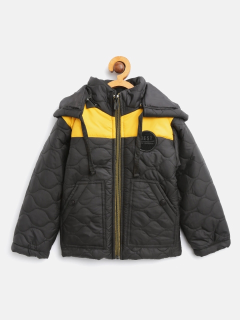 

Okane Boys Black & Yellow Hooded Quilted Jacket