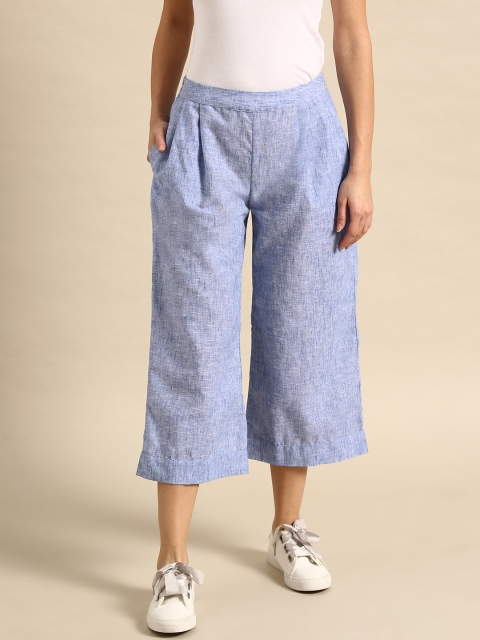 

AKS Couture Women Blue Loose Fit Self Design Culottes
